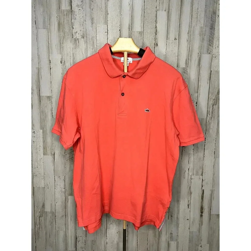 Fish Hippie Men's Polo Shirt Coral Size Large‎ Embroidered Logo Classic Collar